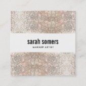 Leuke Trendy Faux Zilveren Sequin Beauty Salon Squ Vierkante Visitekaartje (Voorkant)