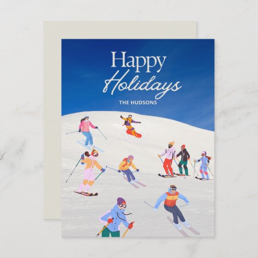 Leuke Trendy Gelukkige Feestdagen Ski Resort  Feestdagenkaart (Voorkant / Achterkant)