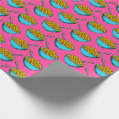 Leuke trendy roze macaroni en kaas inpakpapier (Hoek)