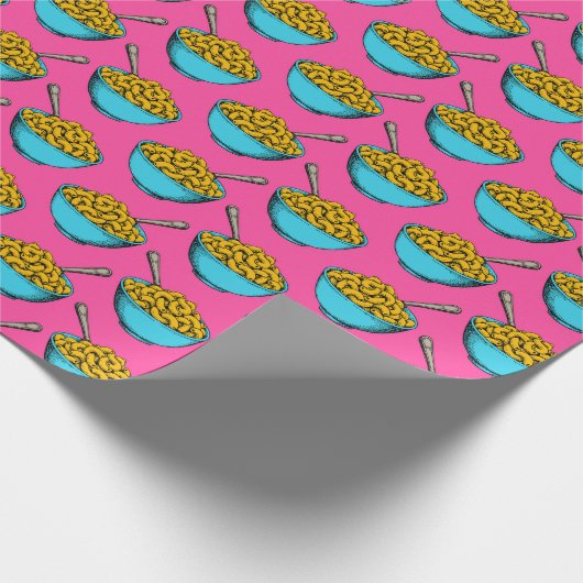 Leuke trendy roze macaroni en kaas inpakpapier (Hoek)
