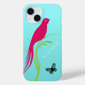 Leuke Trendy Roze Zwaluw Vogel Vlinder op Aqua Case-Mate iPhone Case (Achterkant)