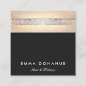 Leuke Trendy Sequin en Gouden Strepen Zwart Vierka Vierkante Visitekaartje (Voorkant)