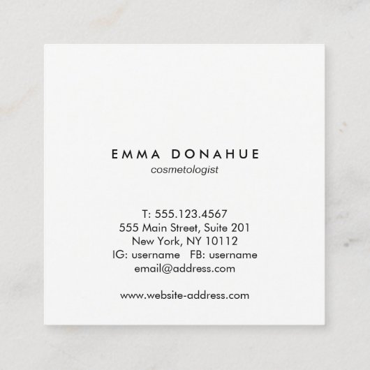 Leuke Trendy Sequin en Gouden Strepen Zwart Vierka Vierkante Visitekaartje (Achterkant)