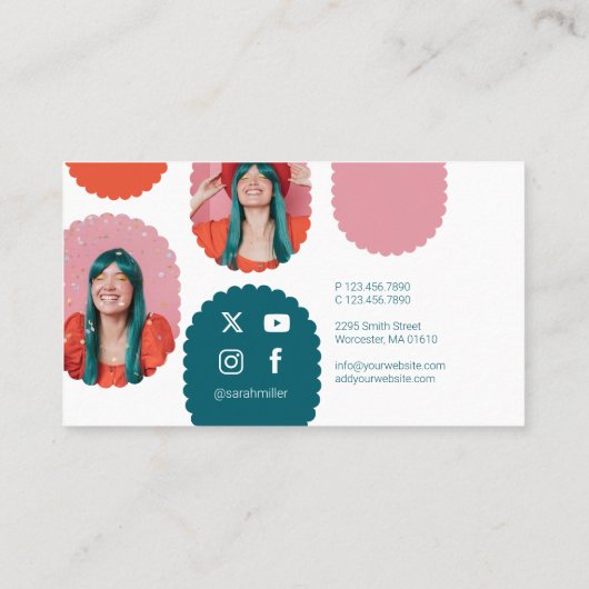 Leuke & trendy Social Media Girly Fotolijsten Visitekaartje (Achterkant)