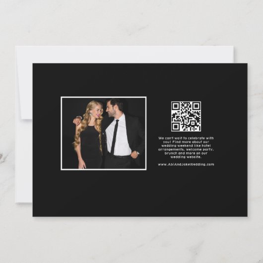 Leuke trendy zwart-wit foto save the date (Achterkant)