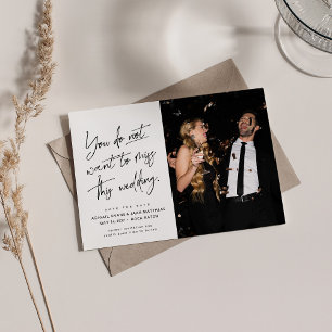 Leuke trendy zwart wit twee foto save the date