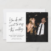 Leuke trendy zwart-wit tweefoto's save the date (Voorkant)