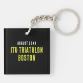 Leuke triathlon Humor zwart groen en verfspetter Sleutelhanger (Achterkant)