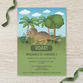 Leuke Triceratops Dinosaur Tropische Kinderverjaar Kaart