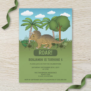 Leuke Triceratops Dinosaur Tropische Kinderverjaar Kaart