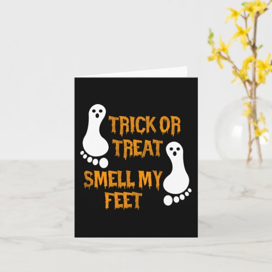 Leuke Trick or treat ruik mijn Feet Halloween Kaart (Gele Bloem)
