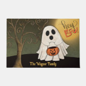 Leuke Trick-or-Treater Ghost Halloween Gepersonali Deurmat (Voorkant)