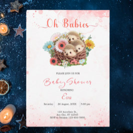 Leuke Triplet Baby's Roze Bloemen Baby shower Mode Kaart