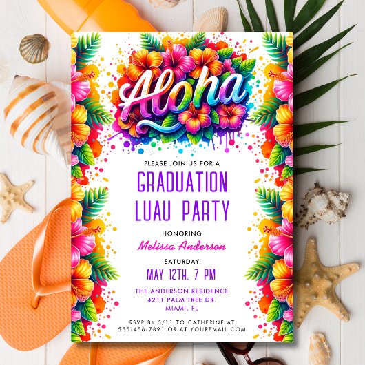 Leuke Tropische Aloha Afstuderen Luau Party Kaart