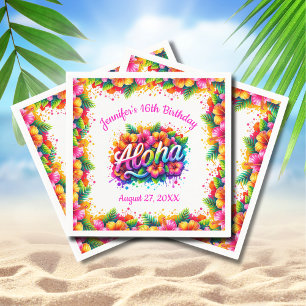 Leuke Tropische Aloha Verjaardag Luau Feest Servet