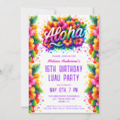 Leuke Tropische Aloha Verjaardag Luau Party Kaart (Voorkant)