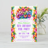 Leuke Tropische Aloha Verjaardag Pool Party Groen Kaart (Staand voorkant)