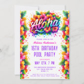 Leuke Tropische Aloha Verjaardag Pool Party Kaart (Voorkant)