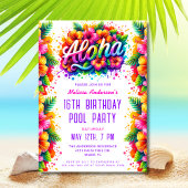 Leuke Tropische Aloha Verjaardag Pool Party Kaart