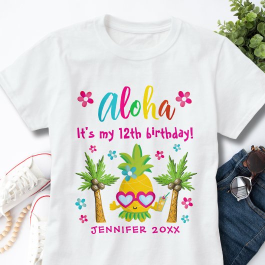 Leuke Tropische Ananas Luau Verjaardagsfeest T-shirt
