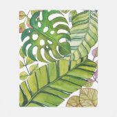 Leuke tropische bladeren in Waterverf fleece deken (Voorkant)