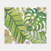 Leuke tropische bladeren in Waterverf fleece deken (Voorkant (Horizontaal))