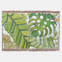 Leuke tropische bladeren in Waterverf gooien deken