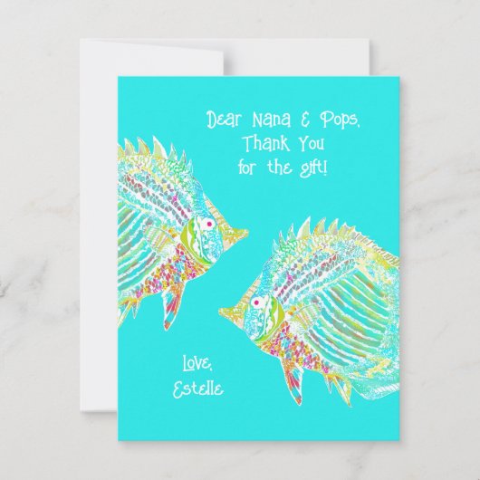Leuke Tropische Blauwe Vis Kinderen Bedankt Kaart (Voorkant)