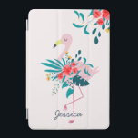 Leuke tropische flamingo gepersonaliseerd iPad mini cover<br><div class="desc">floraal flamingo gepersonaliseerd hoesje.</div>