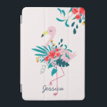 Leuke tropische flamingo gepersonaliseerd iPad mini cover<br><div class="desc">floraal flamingo gepersonaliseerd hoesje.</div>
