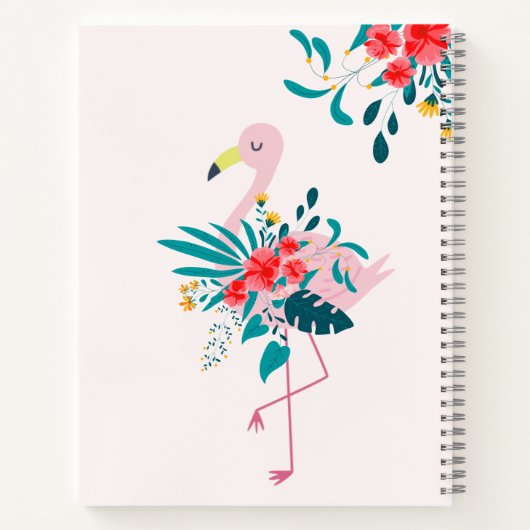Leuke tropische flamingo gepersonaliseerd notitieboek (Achterkant)
