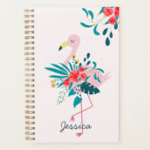 Leuke tropische flamingo gepersonaliseerd planner (Voorkant)