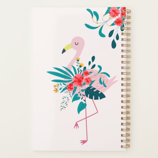 Leuke tropische flamingo gepersonaliseerd planner (Achterkant)