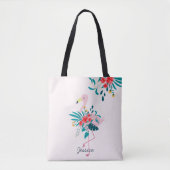 Leuke tropische flamingo gepersonaliseerd tote bag (Voorkant)