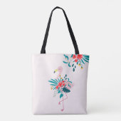 Leuke tropische flamingo gepersonaliseerd tote bag (Achterkant)