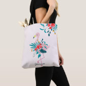 Leuke tropische flamingo gepersonaliseerd tote bag (Dichtbij)