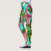 Leuke tropische groene palm roze flamingo's vakant leggings (Links)
