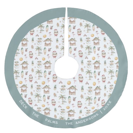 Leuke tropische kerst gepersonaliseerd kerstboom rok (Voorkant)