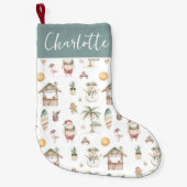 Leuke tropische kerst gepersonaliseerd kleine kerstsok (Voorkant)