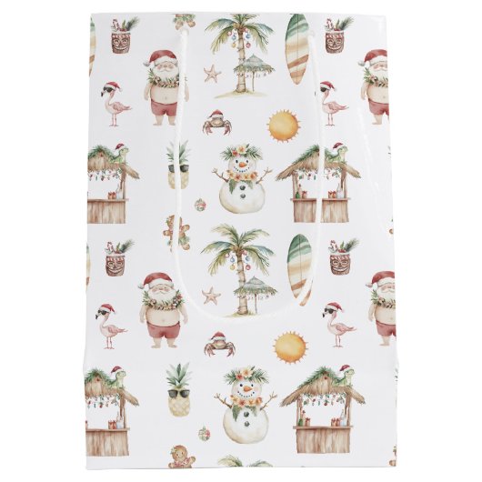 Leuke tropische kerst gepersonaliseerd medium cadeauzakje (Achterkant)