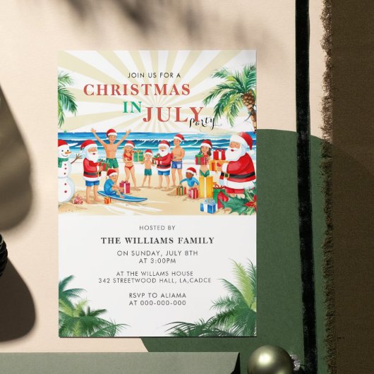 Leuke tropische kerst in juli Beach Party Kaart