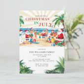 Leuke tropische kerst in juli Beach Party Kaart (Staand voorkant)
