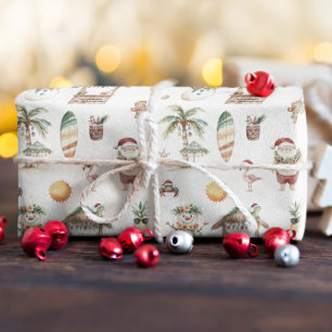 Leuke tropische kerst personalisatie cadeaupapier