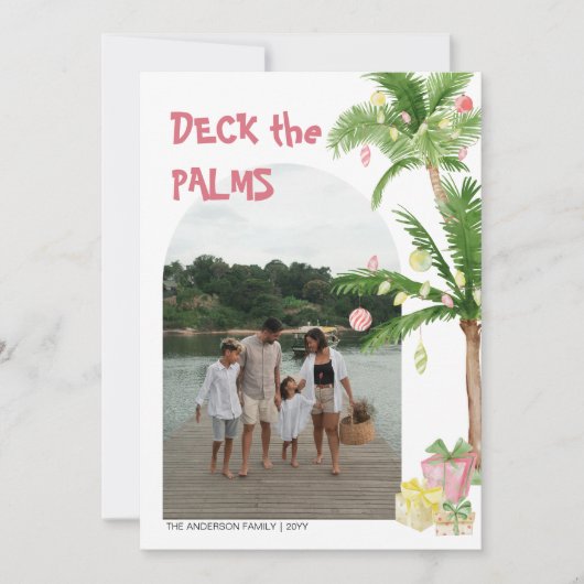 Leuke Tropische Kerst Vakantie Deck de Palmen Feestdagenkaart (Voorkant)