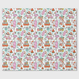 Leuke Tropische Kerstman Cadeaupapier