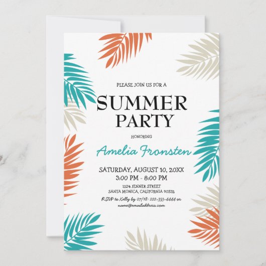 Leuke Tropische palm Zomer Verjaardagsfeestje Kaart (Voorkant)