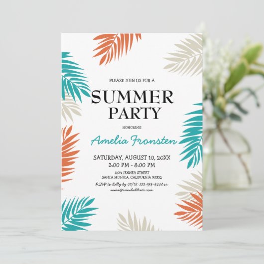 Leuke Tropische palm Zomer Verjaardagsfeestje Kaart (Staand voorkant)