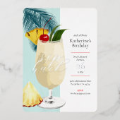 Leuke Tropische Pina Colada Cocktail Verjaardagsfe Folie Uitnodiging (Voorkant)