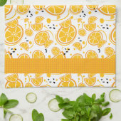 Leuke Tropische Sinaasappels Gingham Pattern Theedoek (Gevouwen)