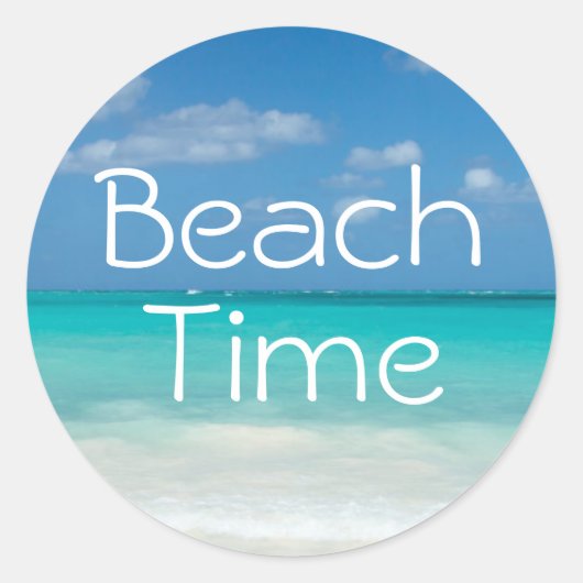 Leuke tropische strandtijd vakantie ronde sticker (Voorkant)